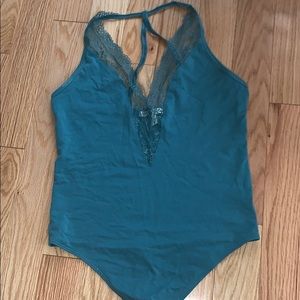 Teal laced  body suit